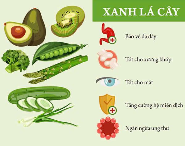 Màu Xanh Lá: Thanh lọc cơ thể, hỗ trợ tiêu hóa